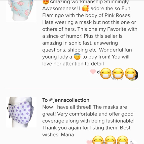 Light Blue Floral Homemade 100% Cotton Facemask - Picture 6 of 8